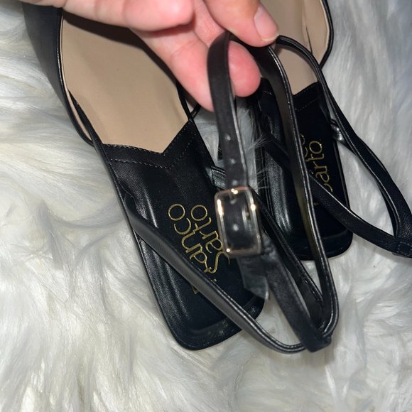 Franco Sarto Black Square Toe Sandals - Picture 3 of 5